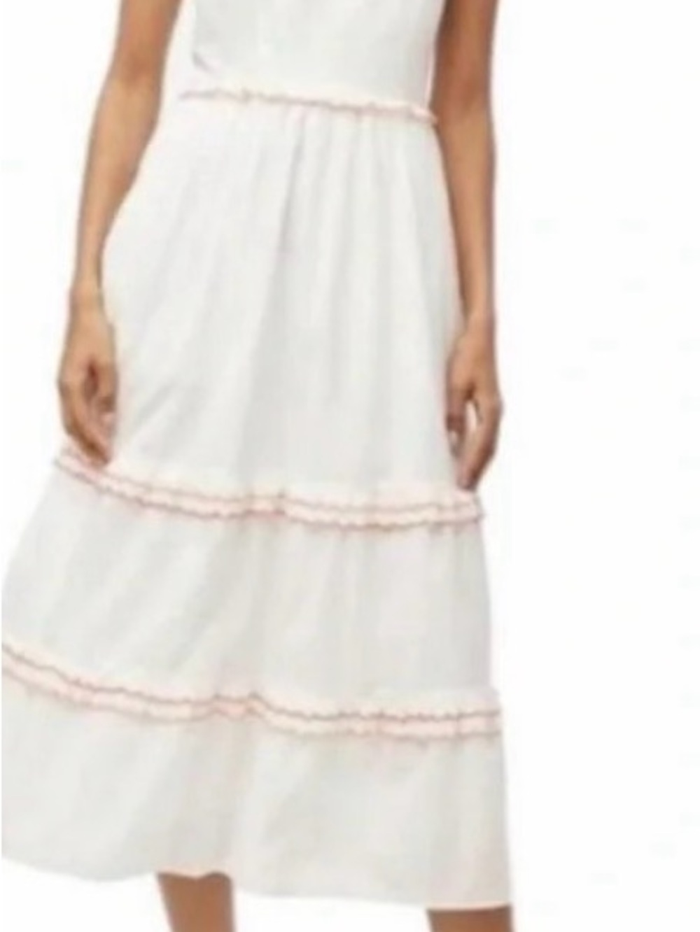 J. Crew factoryWhite Midi Dress with orange and Pink Trim
